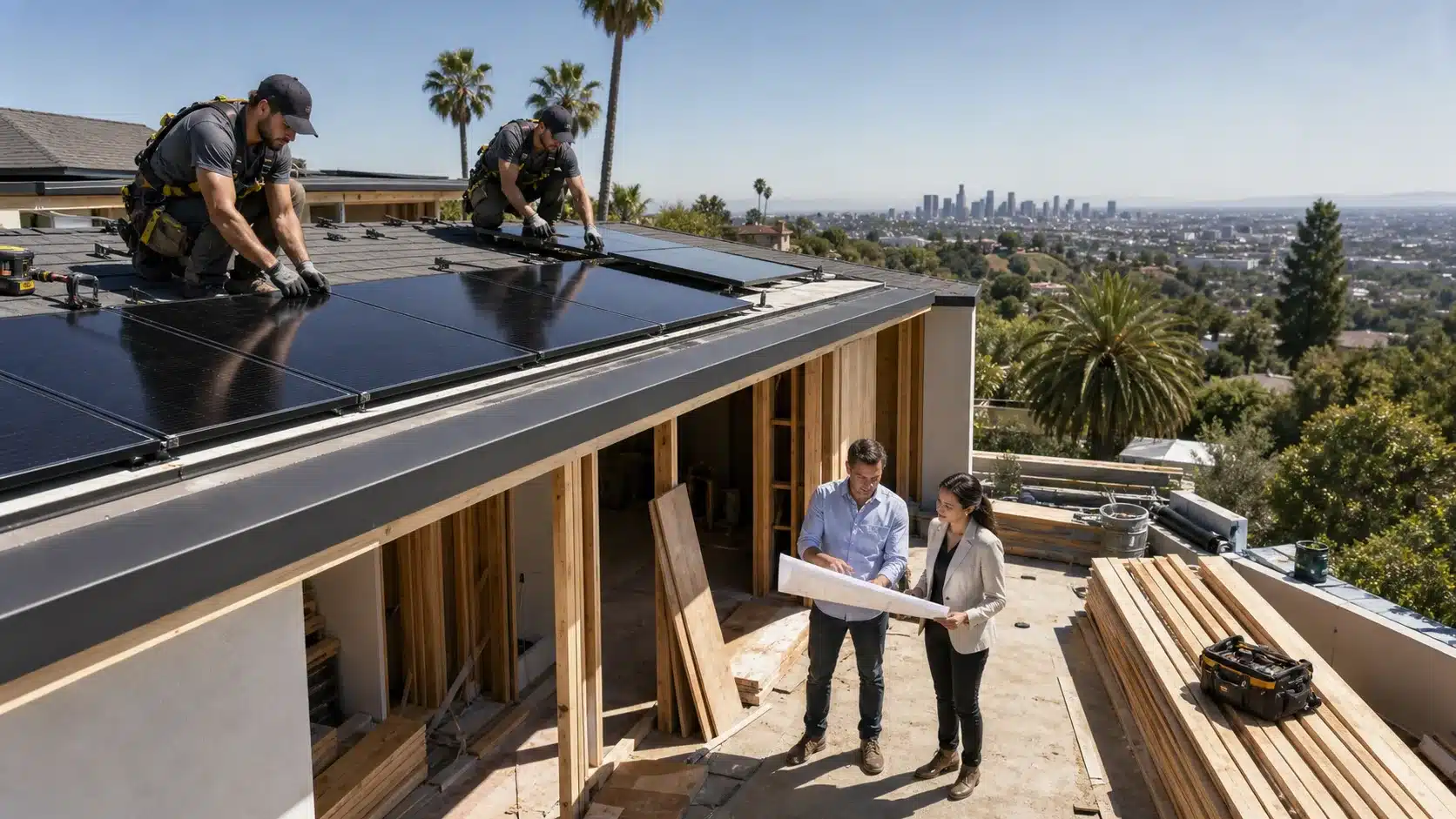 Inside Los Angeles Solar Panel Installation During a Major Remodel